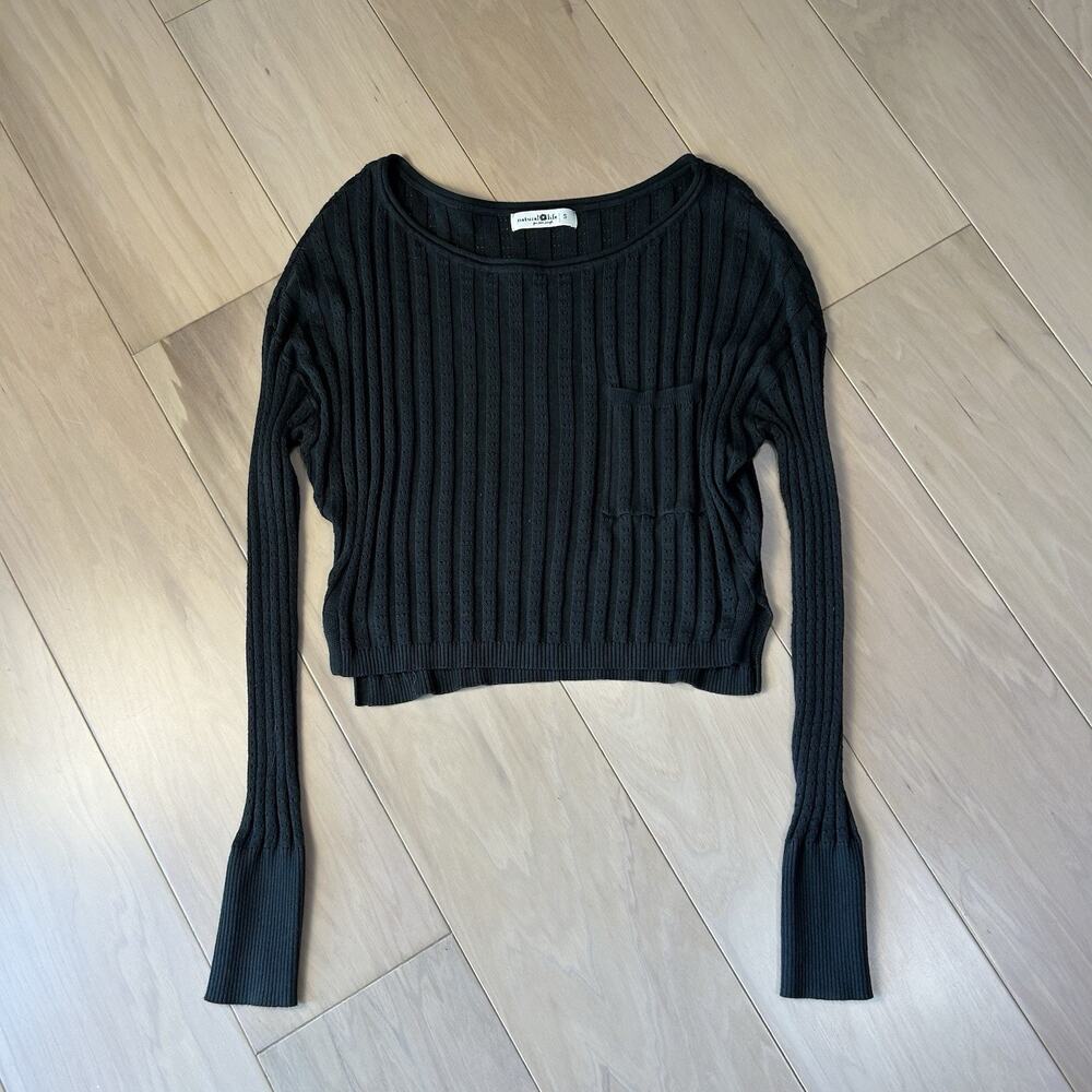 Natural Life Ribbed Knit Scoop Neck Crop Top Sweater *Small Stain Women’s Small